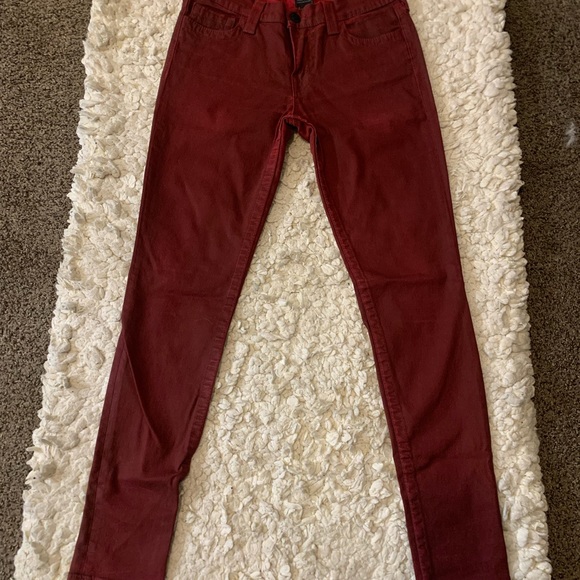 True Religion Halle Crimson Red Maroon Wine Coated Super Skinny Jeans Womens 30 - Picture 3 of 9